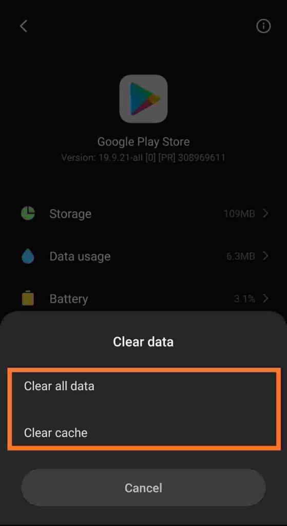 clear play store data