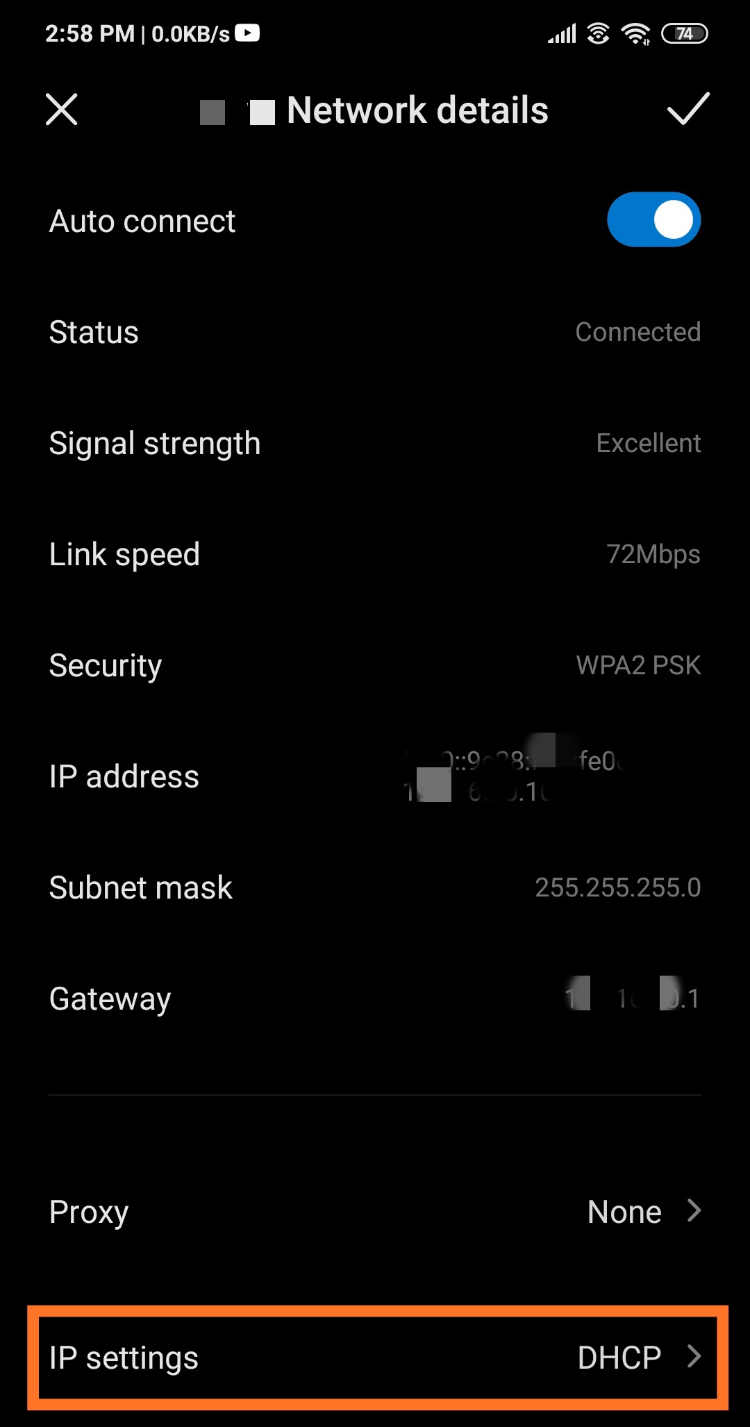 Change Ip settiing to static