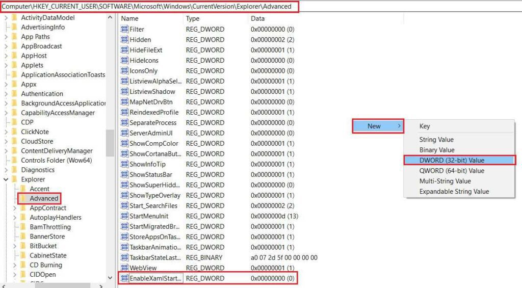 Windows registry editor
