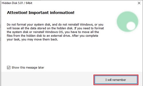 hidden disk important information
