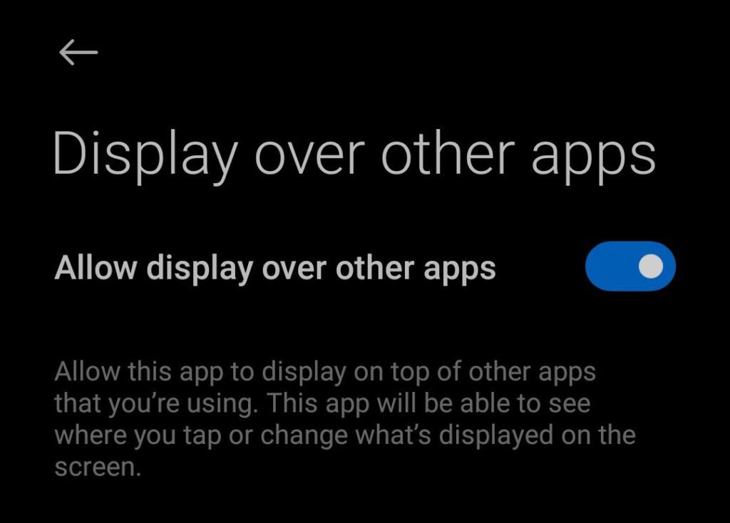 Display over other apps