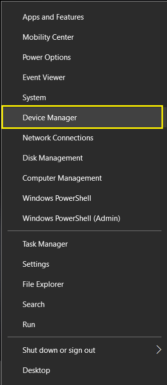 Device Manager setting windows