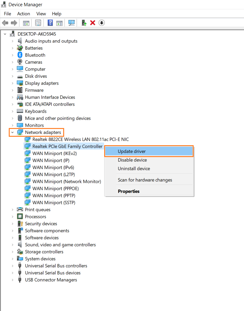 Windows network adapters