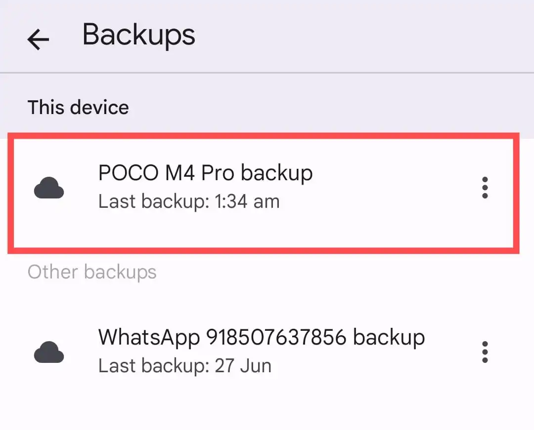 Google drive backup
