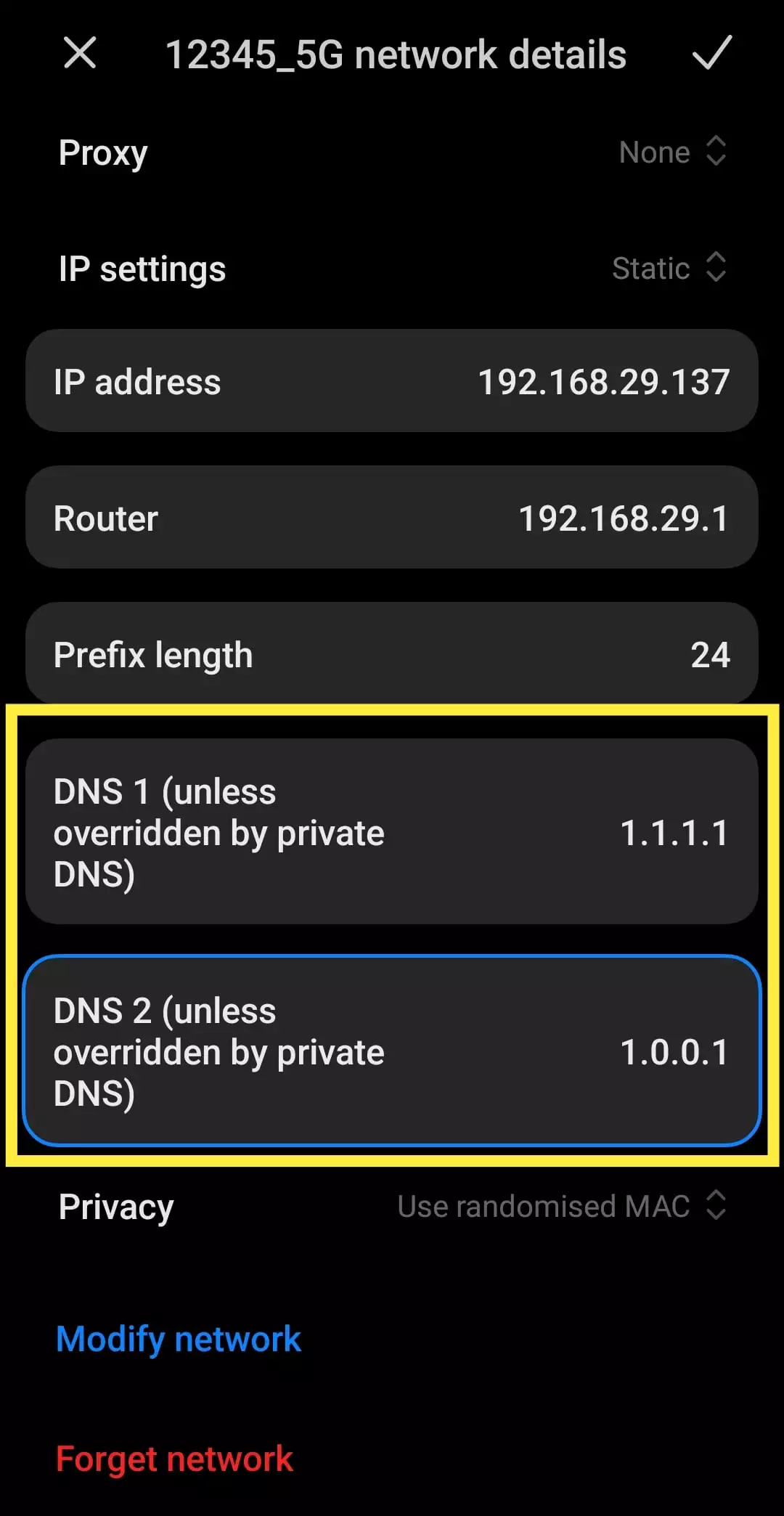 Change DNS Address