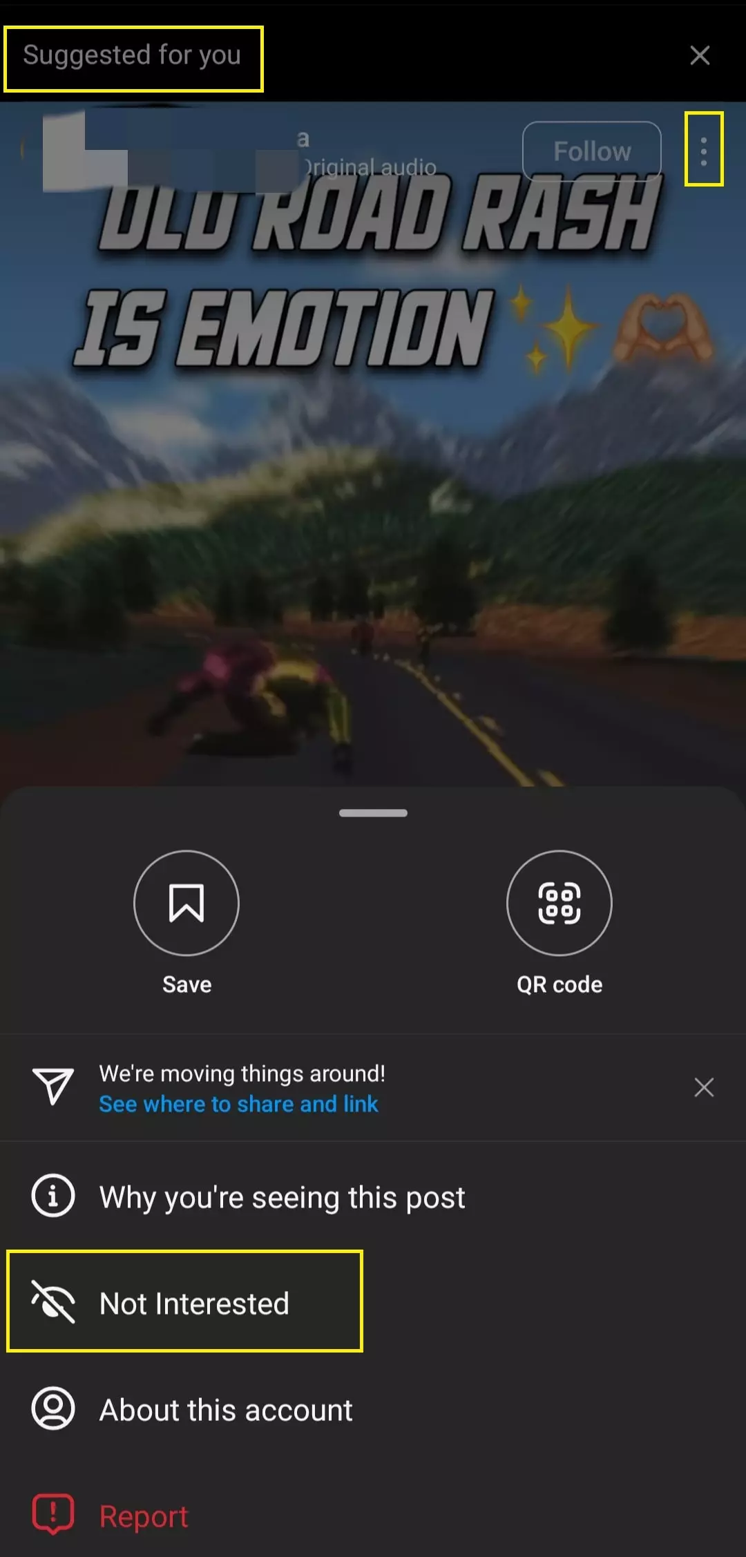 Mark post as not interested