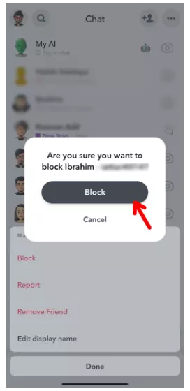 Block on snapchat