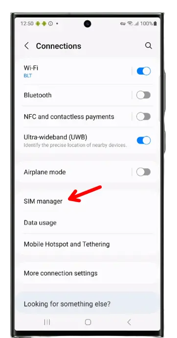 samsung phone sim manager setting