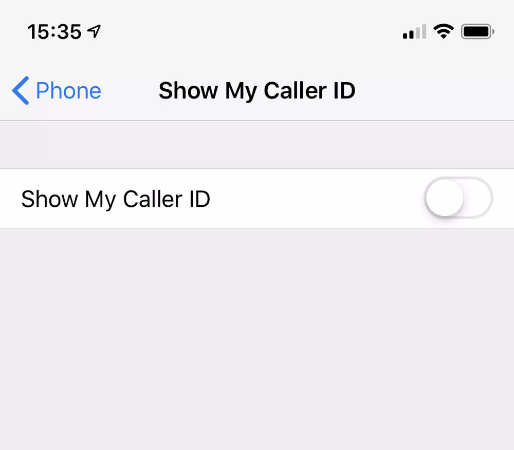 Disable show my caller ID