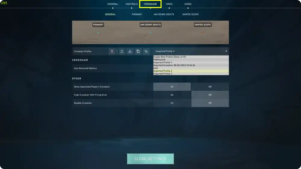 crosshair setting in valorant