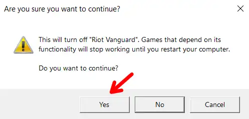 Confirm exiting vanguard