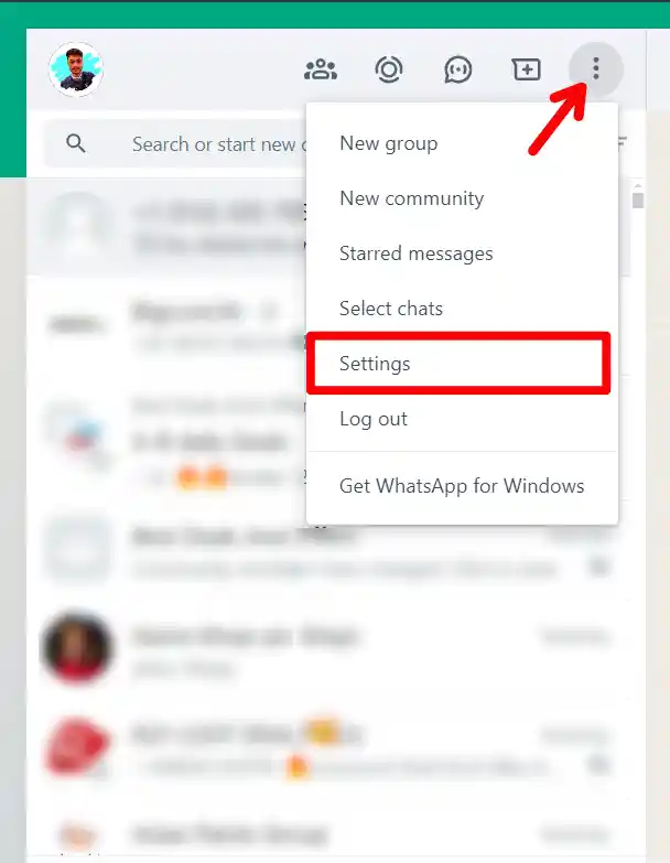 whatsapp web setting