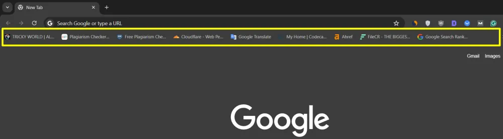 Bookmarks bar on Chromebook