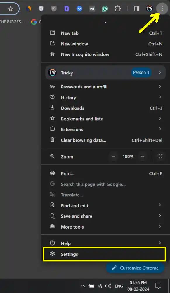Google Chrome Setting