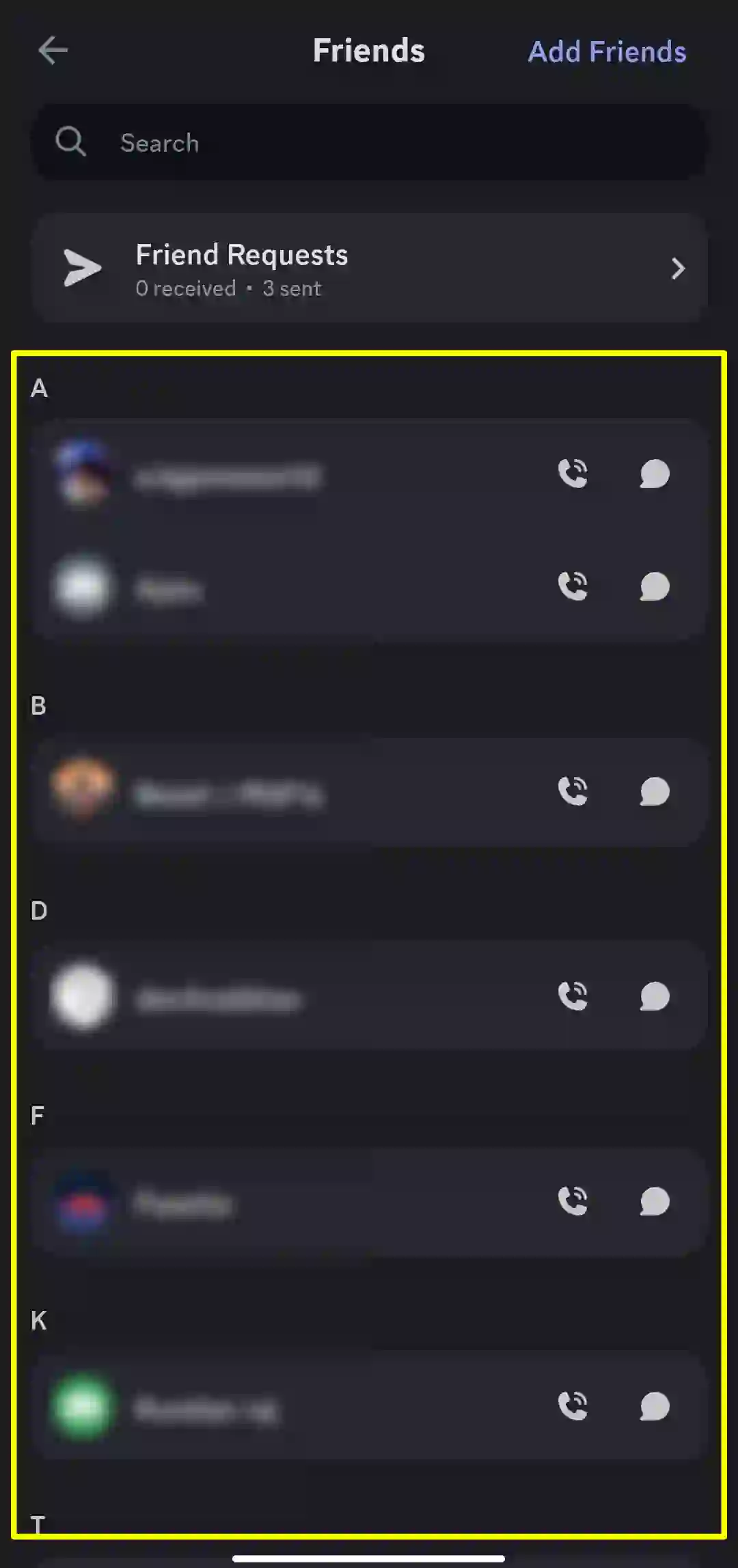Friend List Discord Mobile App