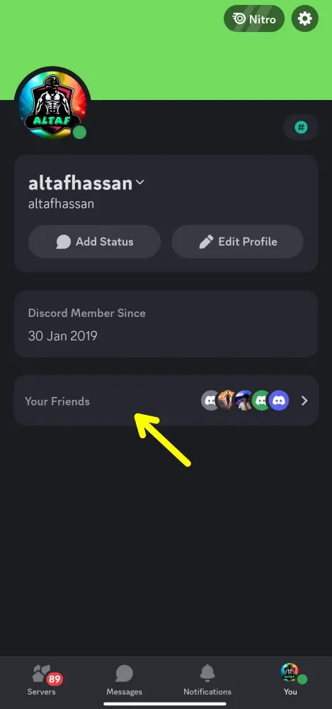Discord Mobile Friend List