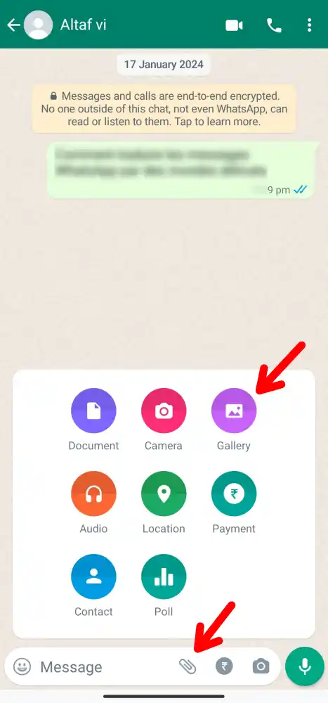 whatsapp attach files and images