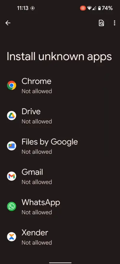 List of all install apps on your device