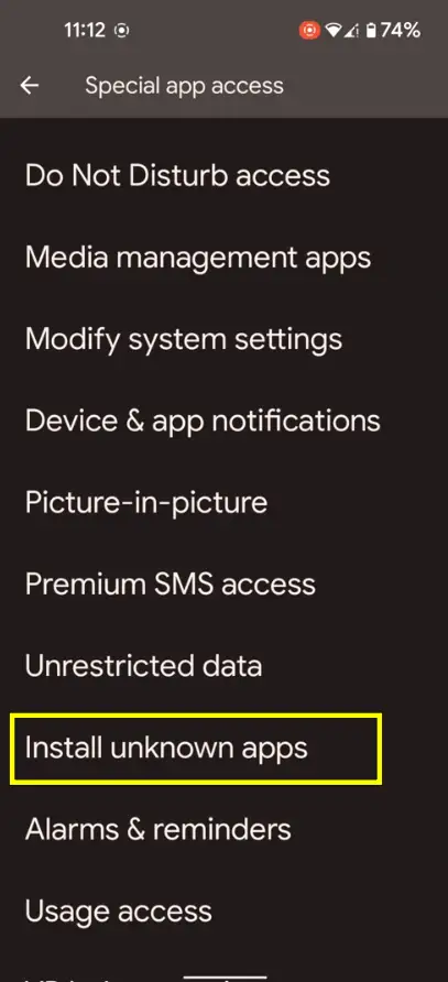 install unknow apps option android 12
