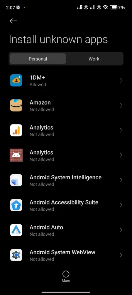 List of all installed apps