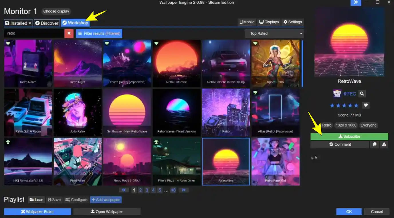 Set Live Wallpapers on wallpaper engine