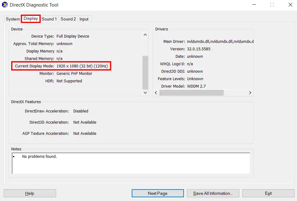 Direct x diagnostic tool