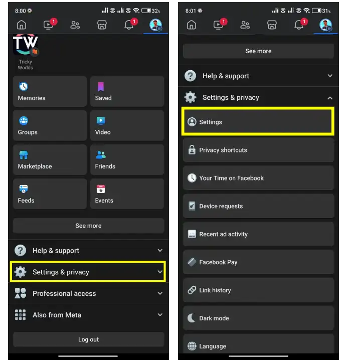 facebook setting and privacy setting