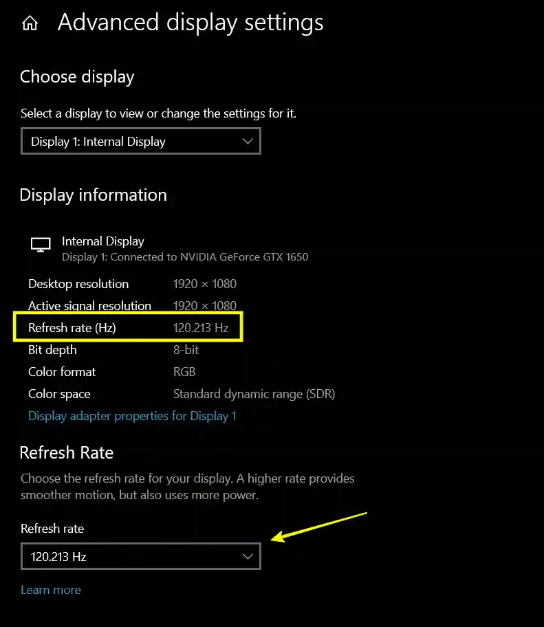 windows display setting