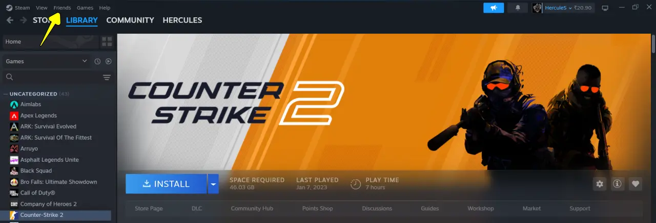 Steam Desktop App Friends Menu