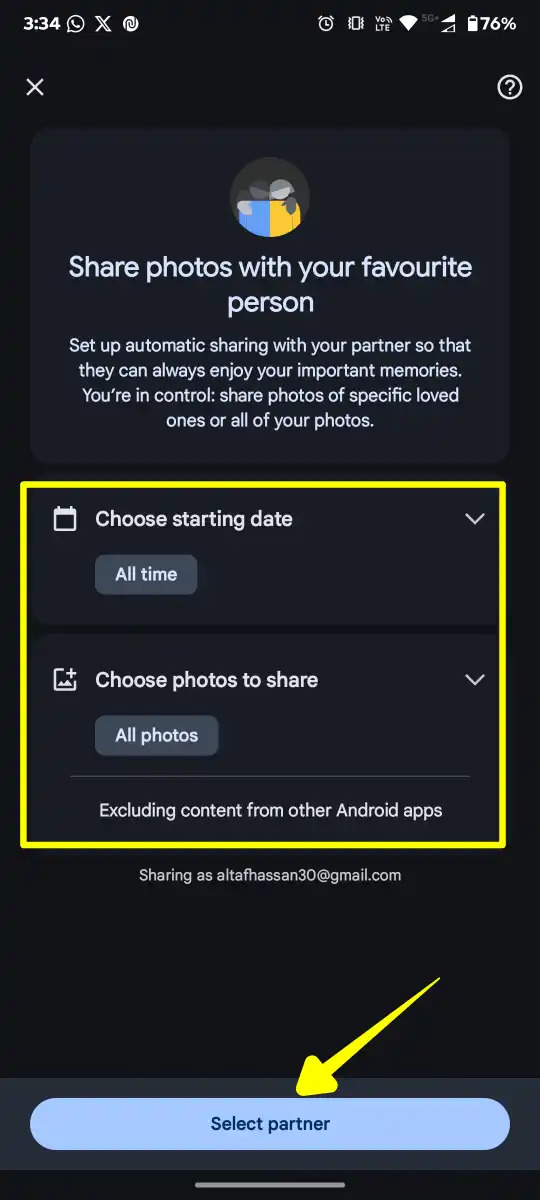 Select Partner For Sharing