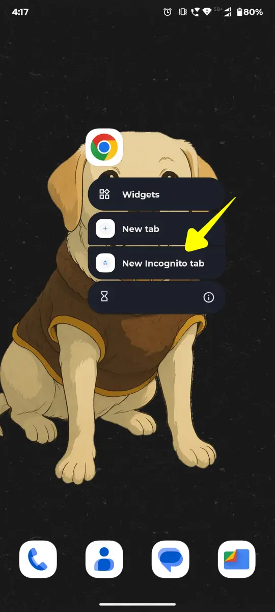 Open Incognito Tab Instantly from the Chrome Icon