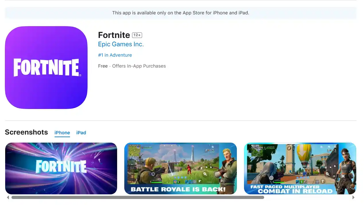 Fortnite back on iOS App Store