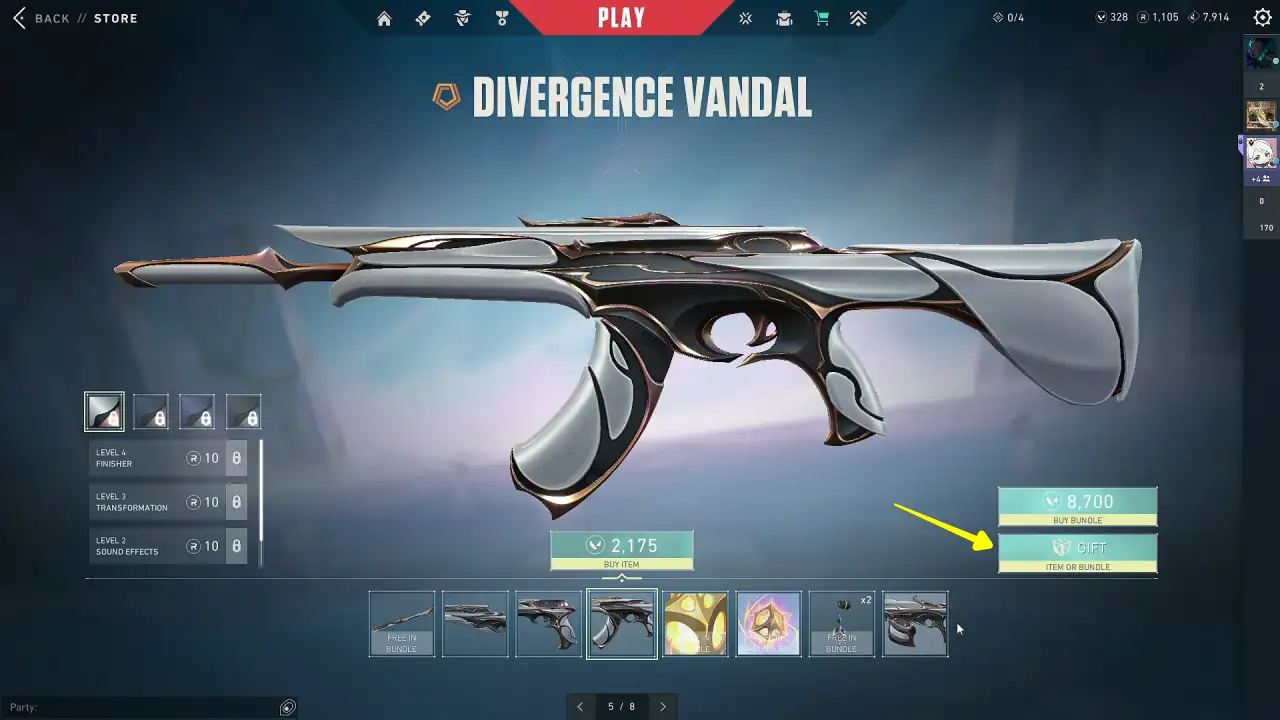 Gift button in Valorant