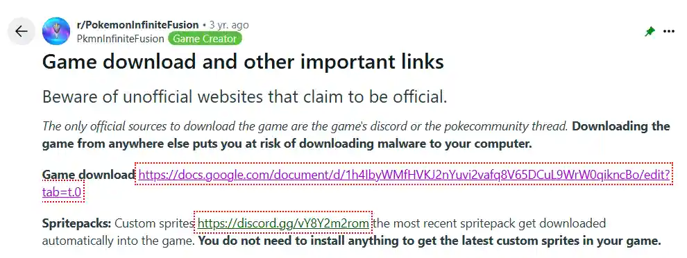 Download the Latest Version of Pokemon Infinite Fusion from official reddit page