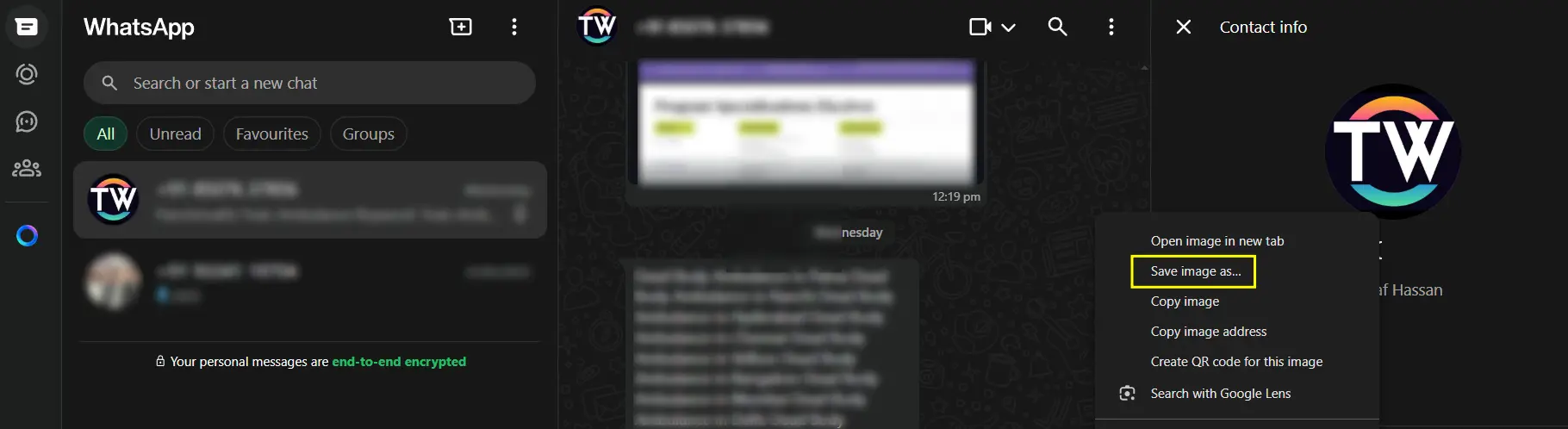 Save Profile Picture via WhatsApp Web
