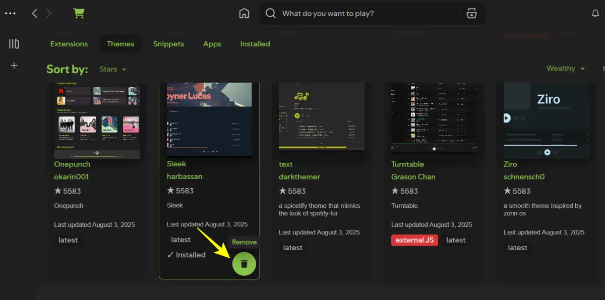 reset the Spicetify theme on Spotify